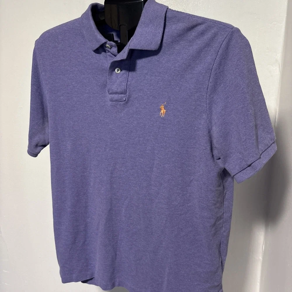 Polo Ralph Lauren Mens Purple Short Sleeve Cotton Pique Polo Shirt Size M Pony